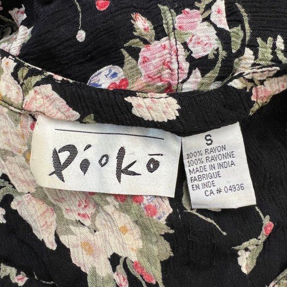 Vintage Flowy Button Up Midi Dress Floral Pleated Cottagecore Preppy Hippie Boho - Picture 5 of 8